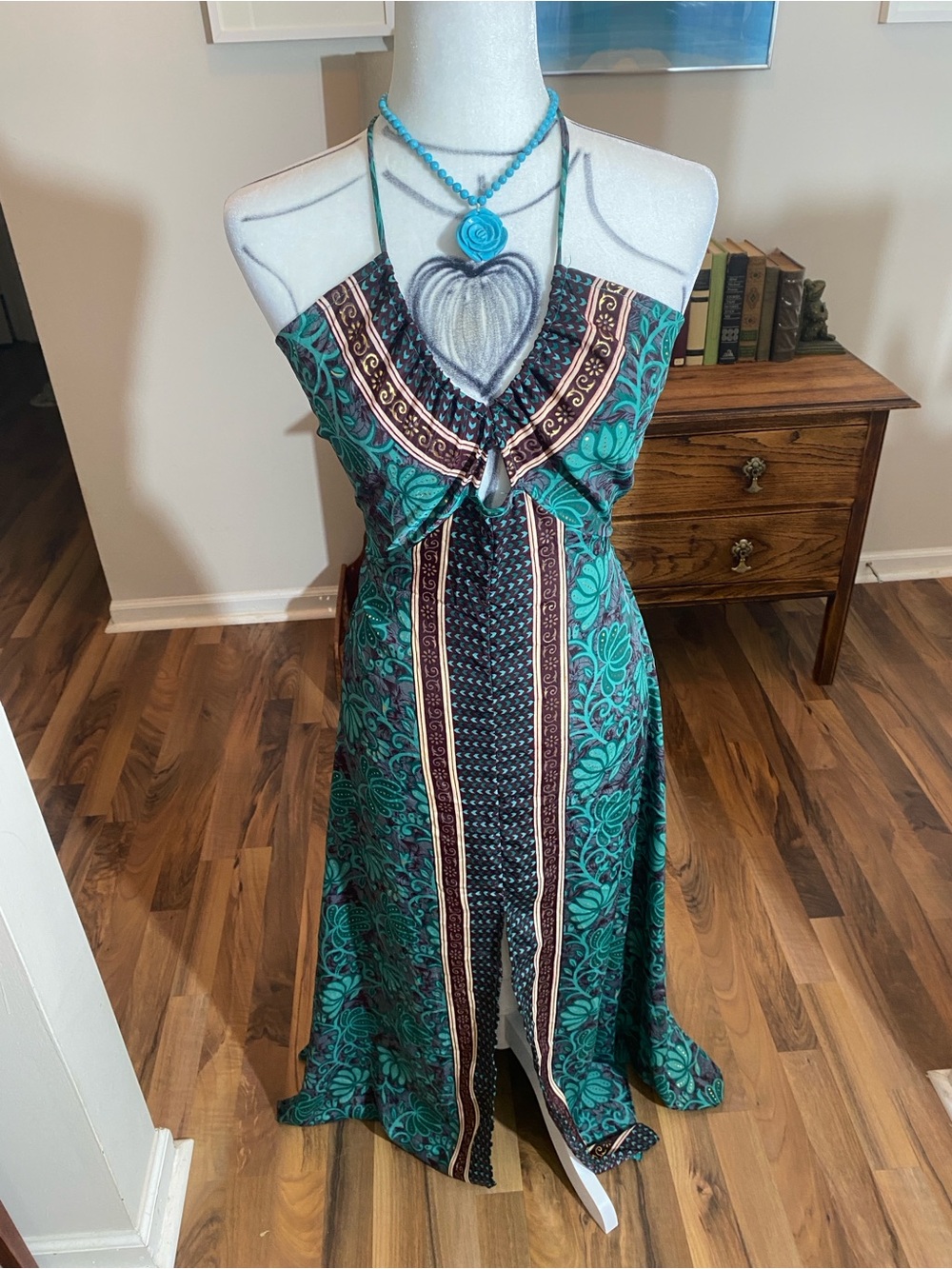 India Boutique Teal Floral Maxi Dress - Women's Summer Dress